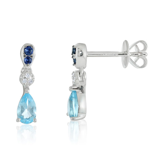 9ct White Gold Semi Precious Gemstone Earrings