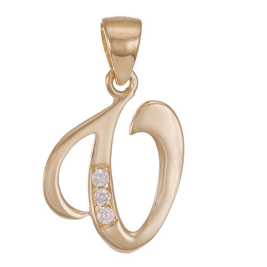 9ct Solid Gold Initial Pendant Letter V - 24mm