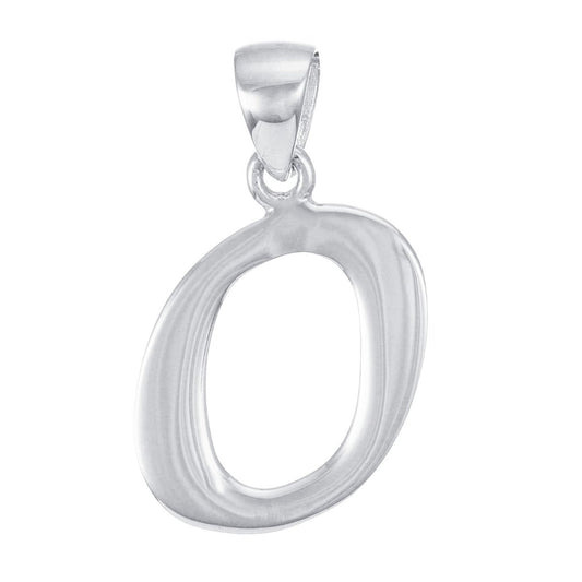 9ct Solid White Gold Initial Pendant Letter O - 25mm