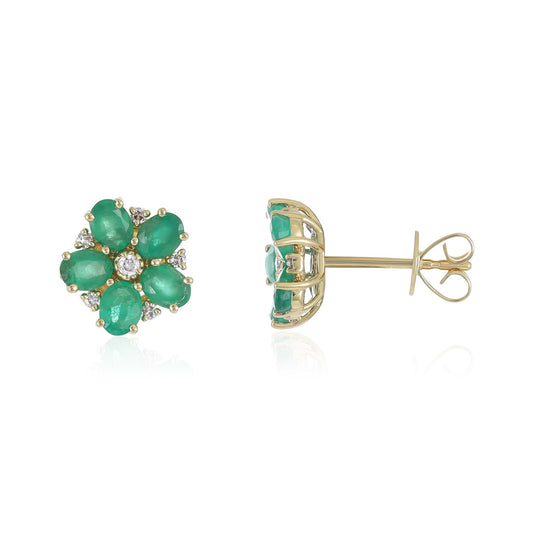 18ct Gold Emerald Stud Earrings