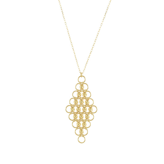 18ct Gold Beaded Cluster Pendant Necklace