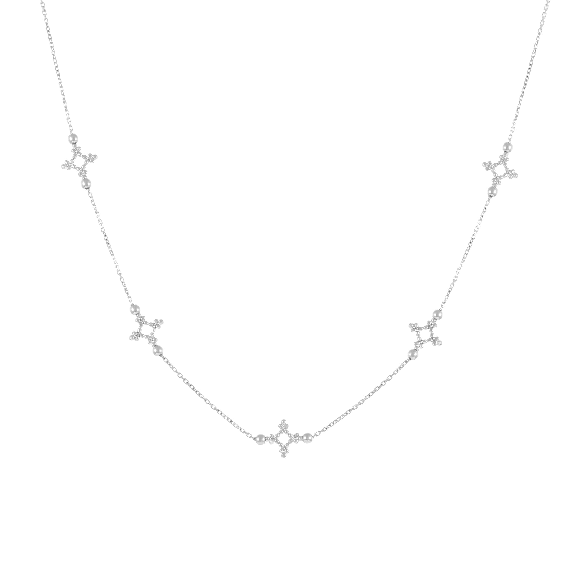 18ct White Gold Beaded Star Necklace