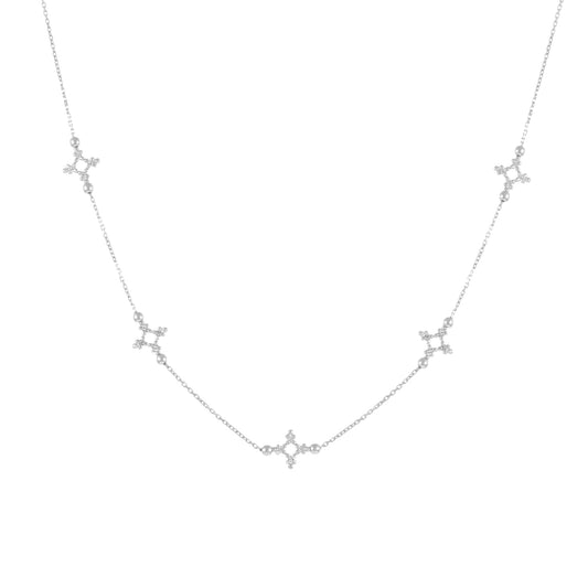 18ct White Gold Beaded Star Necklace