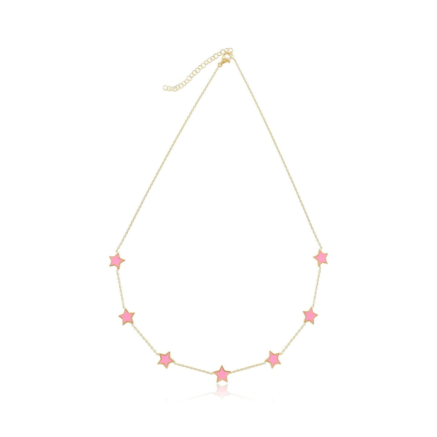 925 sterling silver pink star necklace