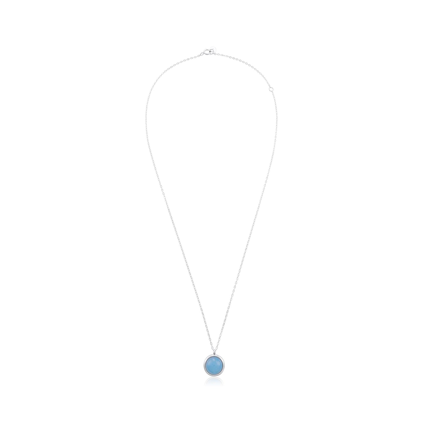 Silver rhodium plated necklace with blue quartz stone