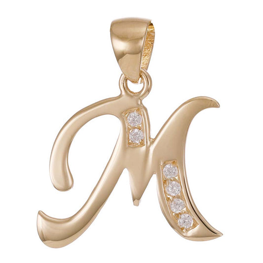 9ct Solid Gold Initial Pendant Letter M - 23mm