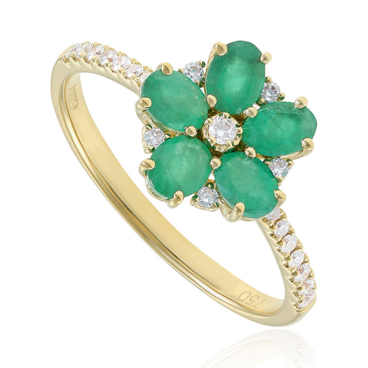 18ct Gold Emerald and Diamond Ring