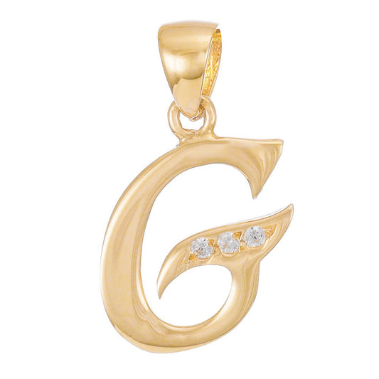 14ct Solid Gold Initial Pendant Letter G - 23mm