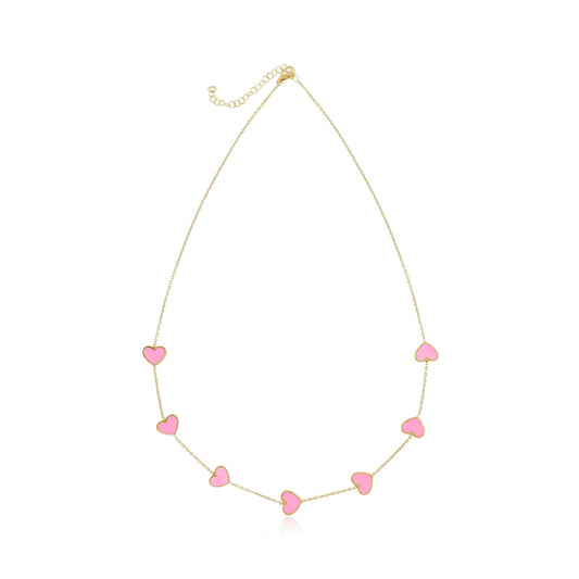 925 sterling silver pink heart necklace