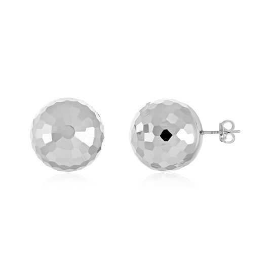 9ct White Gold Oversized Disco Ball Studs