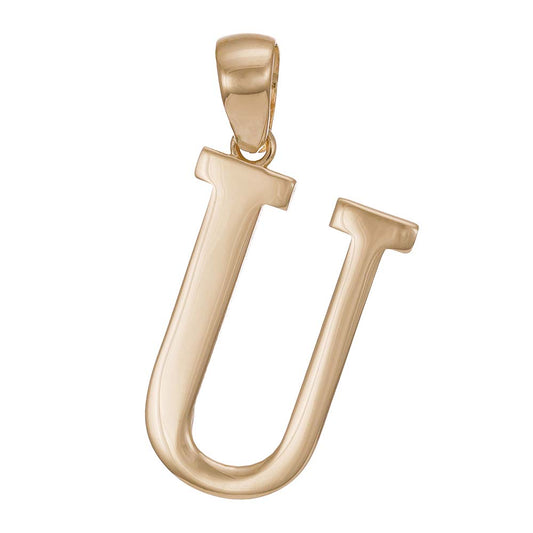 9ct Solid Gold Initial Pendant Letter U - 33mm