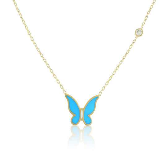 925 sterling silver blue butterfly necklace