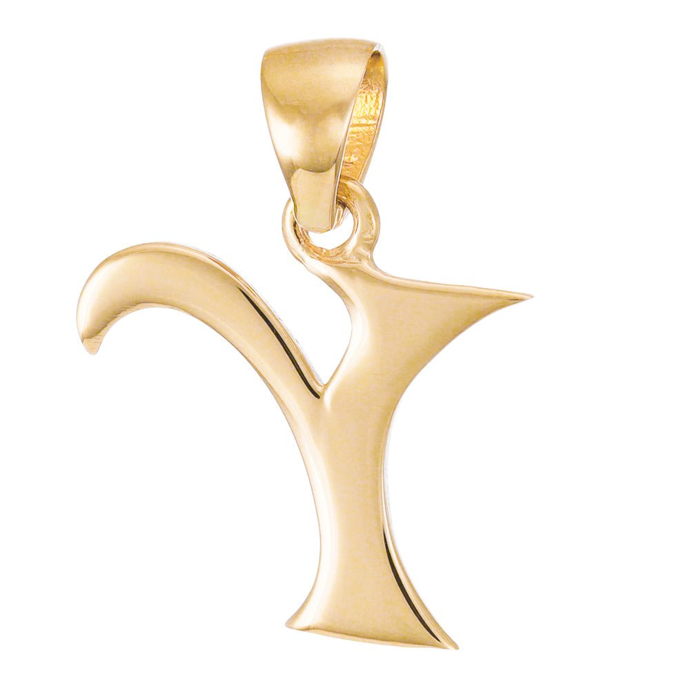 14ct Solid Gold Initial Pendant Letter Y - 22mm