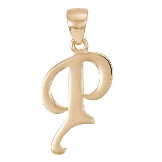 9ct Solid Gold Initial Pendant Letter P - 17mm