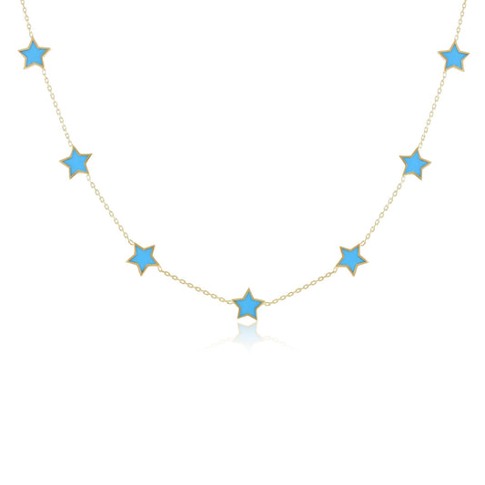 925 sterling silver blue star necklace