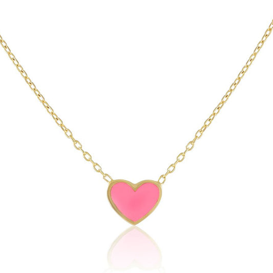 925 sterling silver pink heart necklace