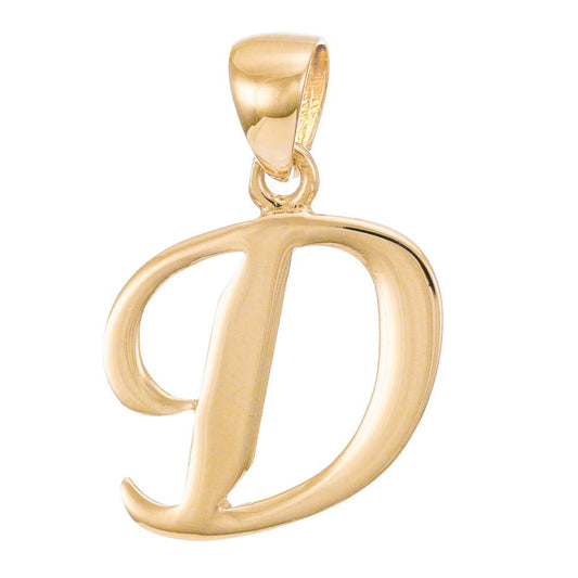 14ct Solid Gold Initial Pendant Letter D - 24mm