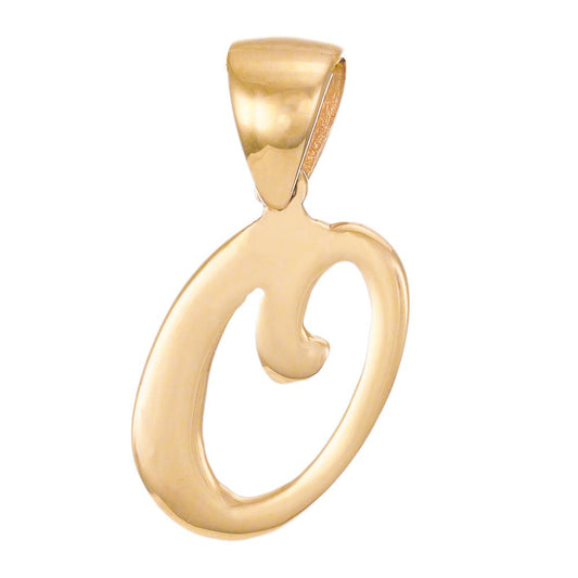 14ct Solid Gold Initial Pendant Letter O - 18mm