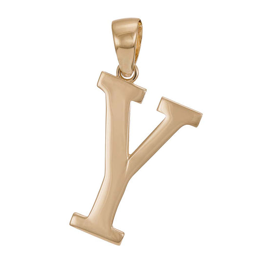 9ct Solid Gold Initial Pendant Letter Y - 37mm