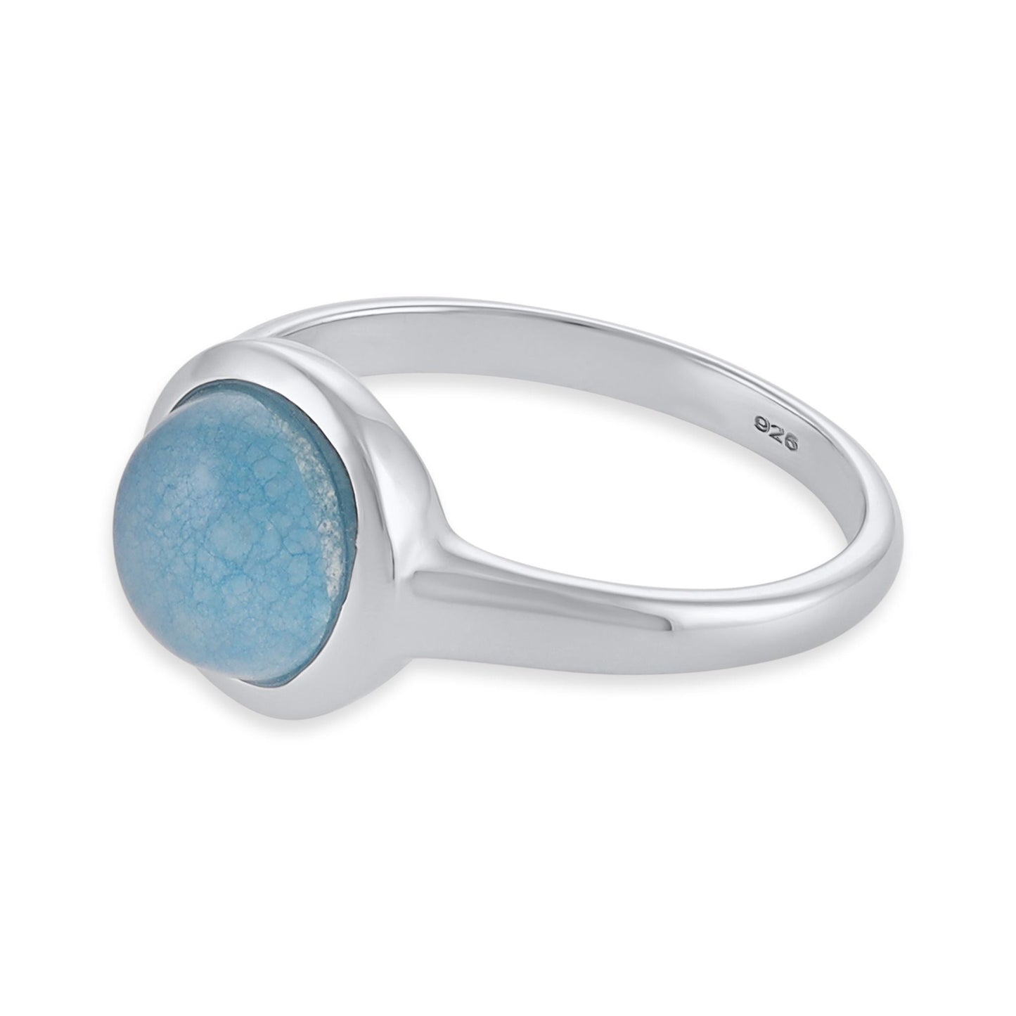 Silver rhodium plated ring with blue quartz