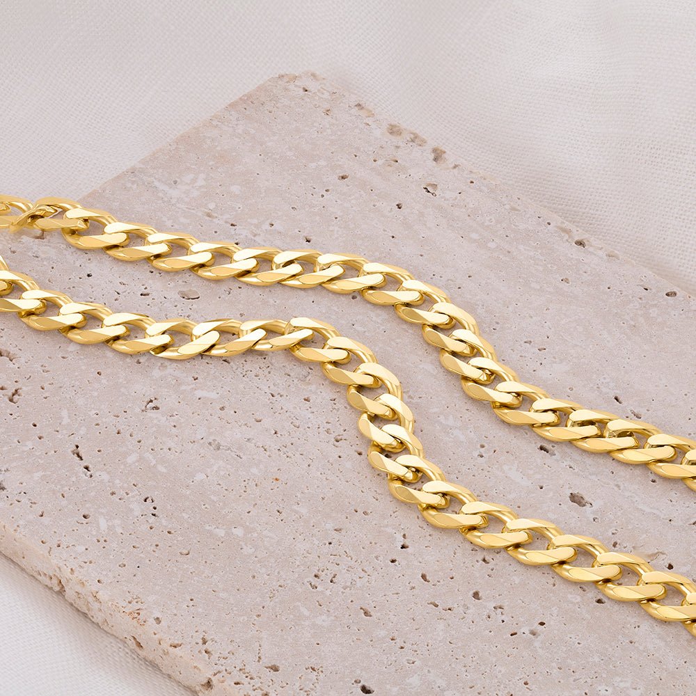 9ct Solid Yellow Gold Curb Chain 8mm