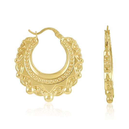 9ct Yellow Gold Round Creole Hoop Earrings