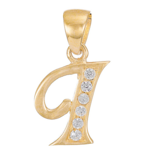 14ct Solid Gold Initial Pendant Letter I - 21mm