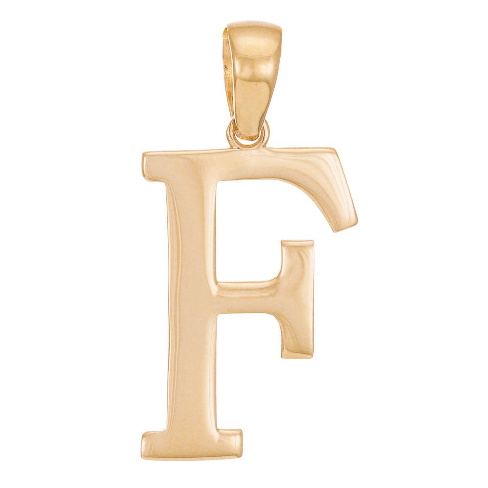 14ct Solid Gold Initial Pendant Letter F - 33mm