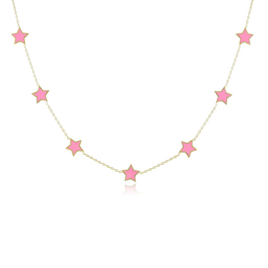 925 sterling silver pink star necklace