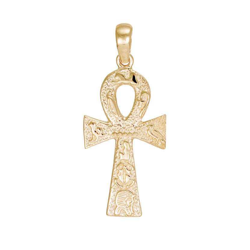 9ct Gold Ankh Pendant with Egyptian Detailing