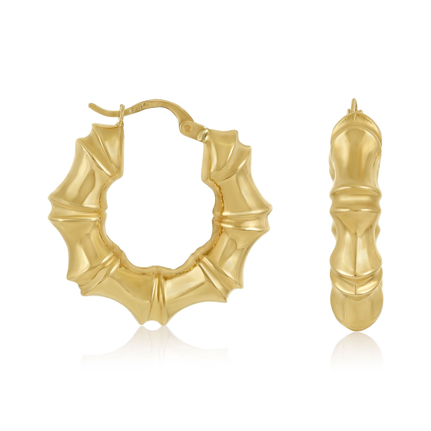 9ct Gold Bamboo Hoop Earrings