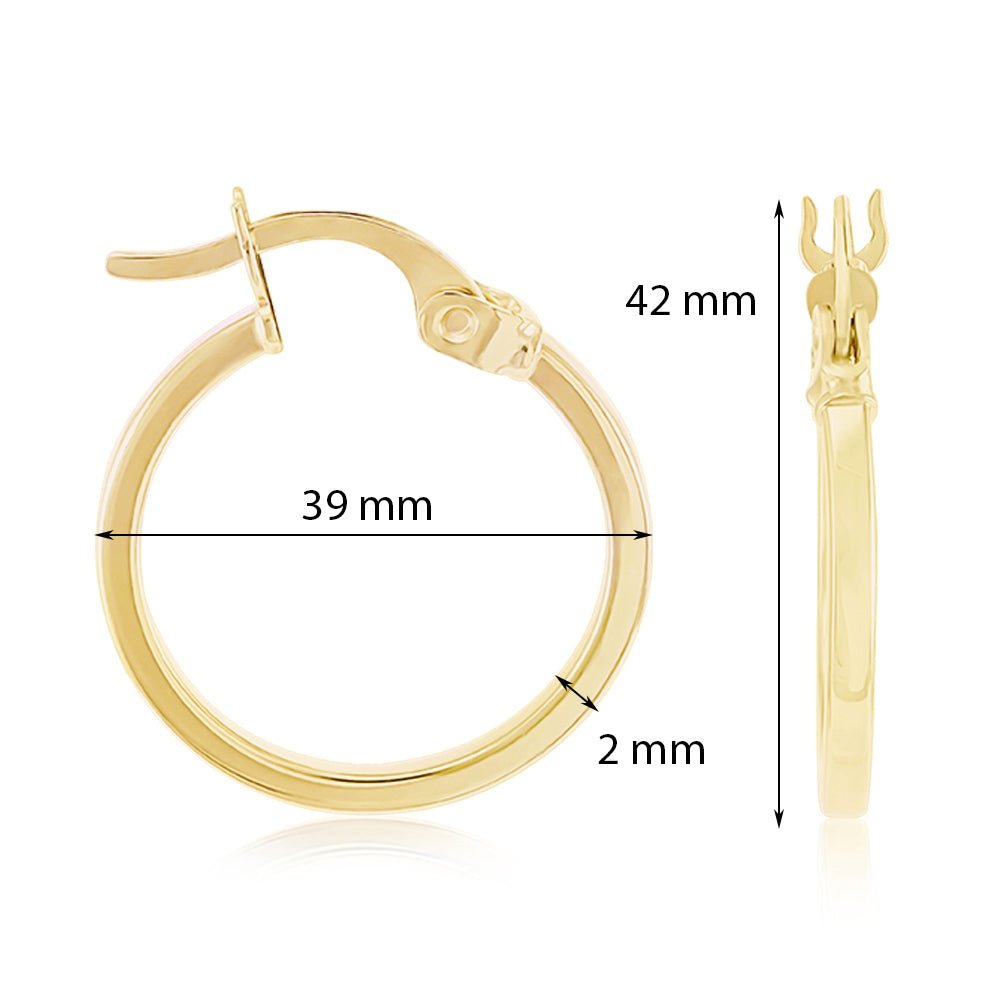 9ct Gold Greek Key Hoop Earrings