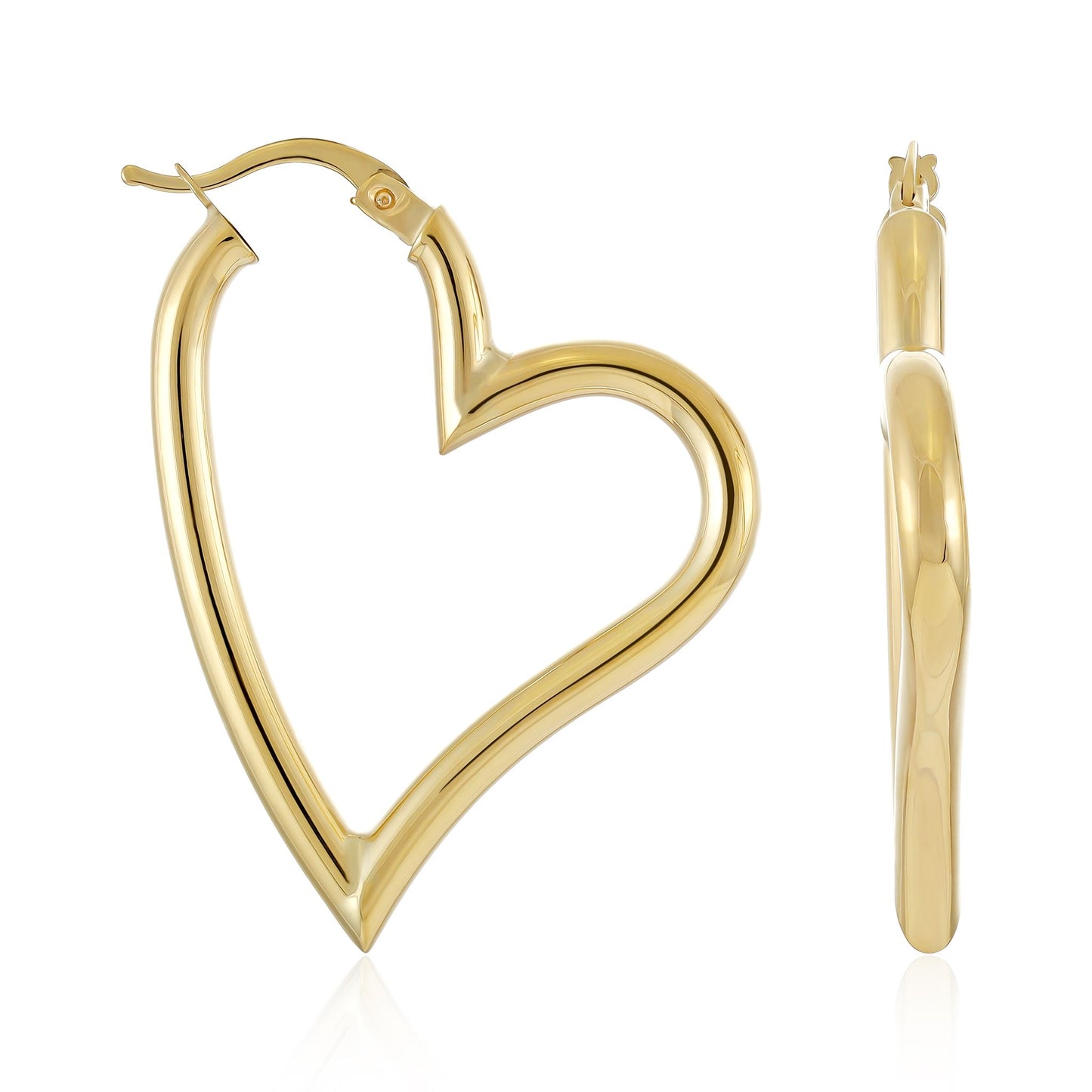 9ct Gold Heart Hoop Earrings