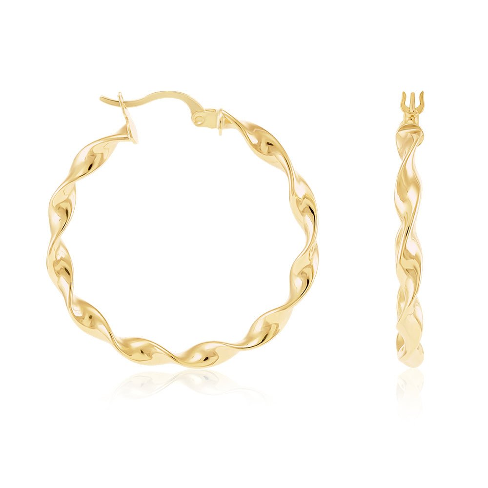 9ct Gold Small Twisted Hoop Earrings