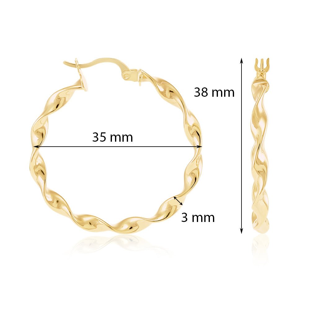 9ct Gold Small Twisted Hoop Earrings