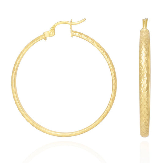 9ct Gold Textured Hoop Earrings