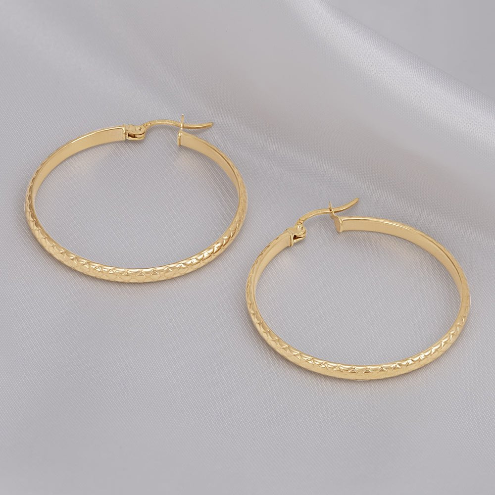 9ct Gold Textured Hoop Earrings