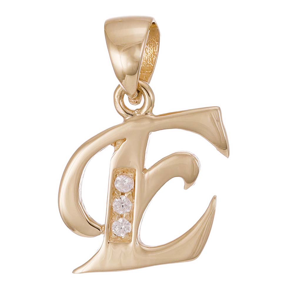 9ct Yellow Gold Cursive 'E' Initial Pendant 