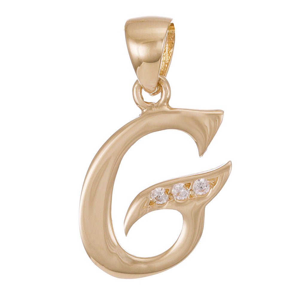 9ct Yellow Gold Cursive 'G' Initial Pendant