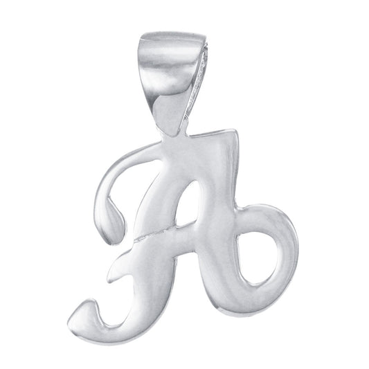 9ct Solid White Gold Initial Pendant Letter A - 17mm