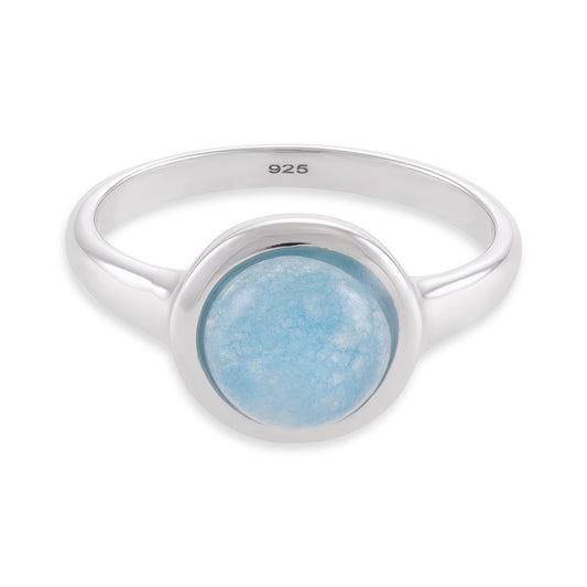 Silver rhodium plated ring with blue quartz