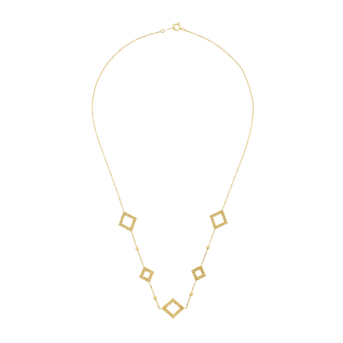 18ct Gold Geometric Beaded Square Necklace