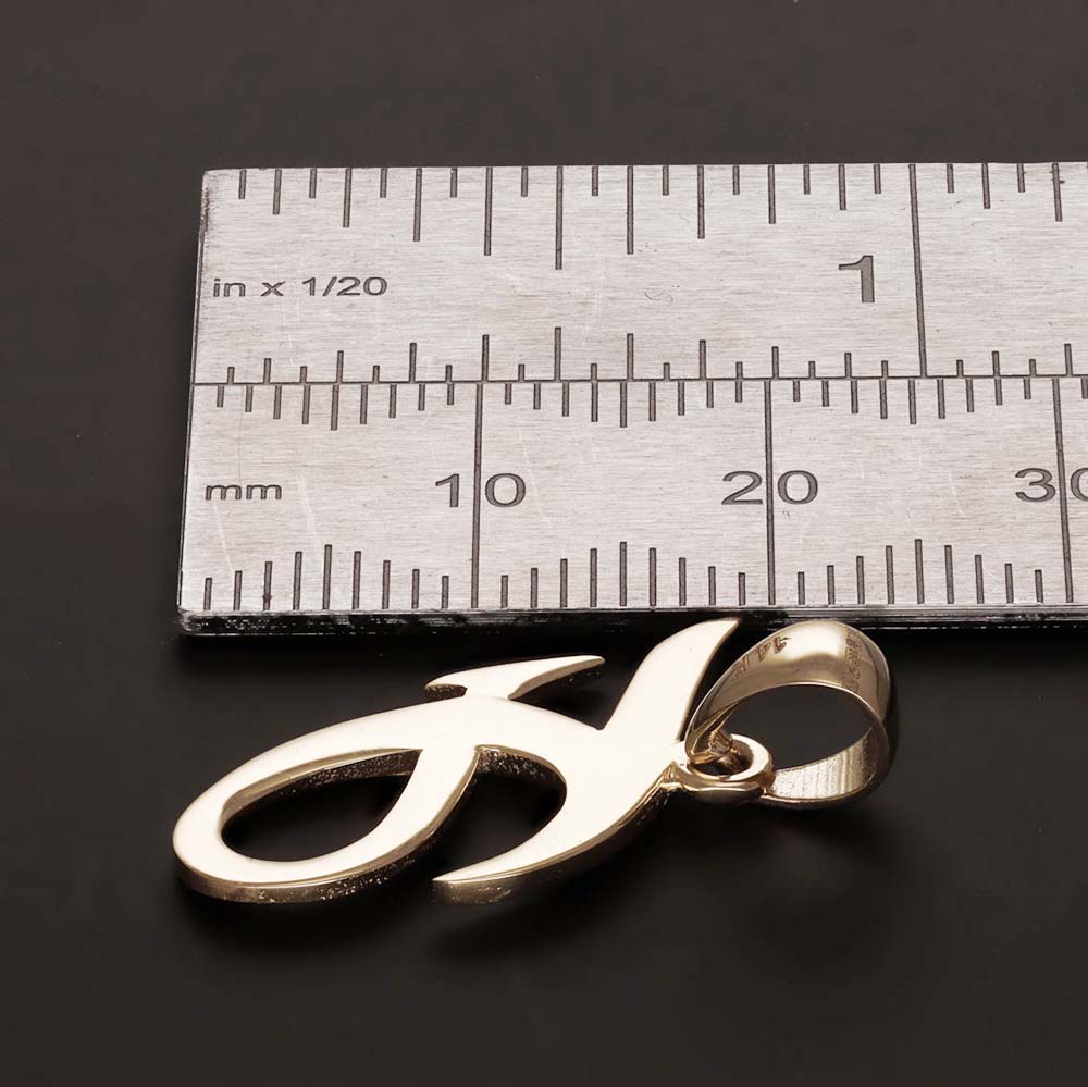 14ct Solid Gold Initial Pendant Letter F - 25mm