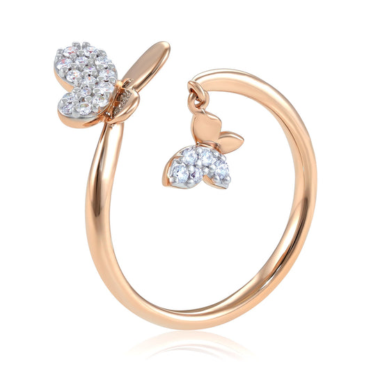 18ct Rose Gold Butterfly Diamond Ring