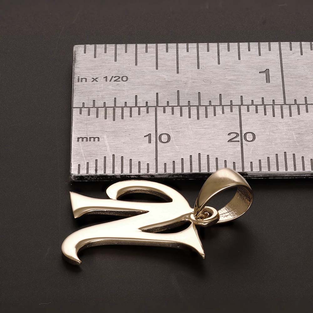 9ct Solid Gold Initial Pendant Letter N - 22mm