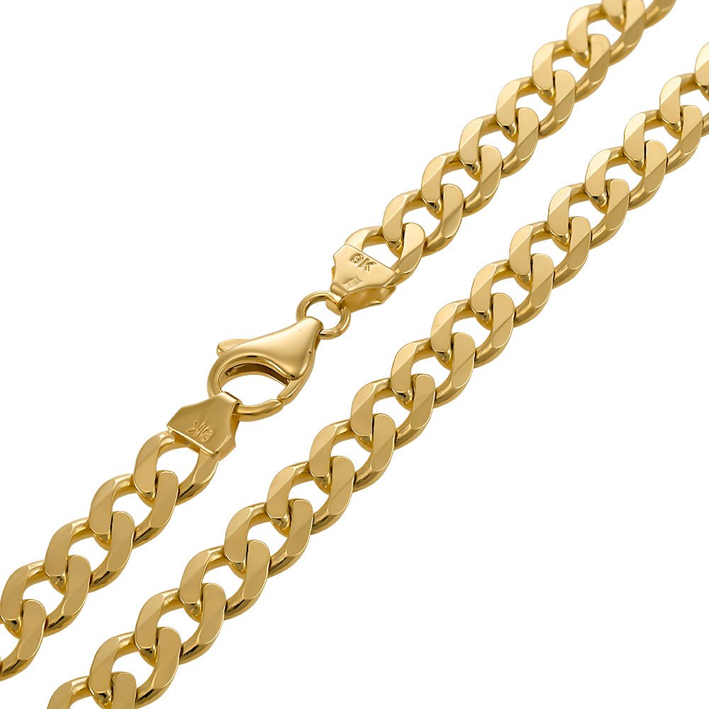 9ct Solid Yellow Gold Curb Chain 8mm