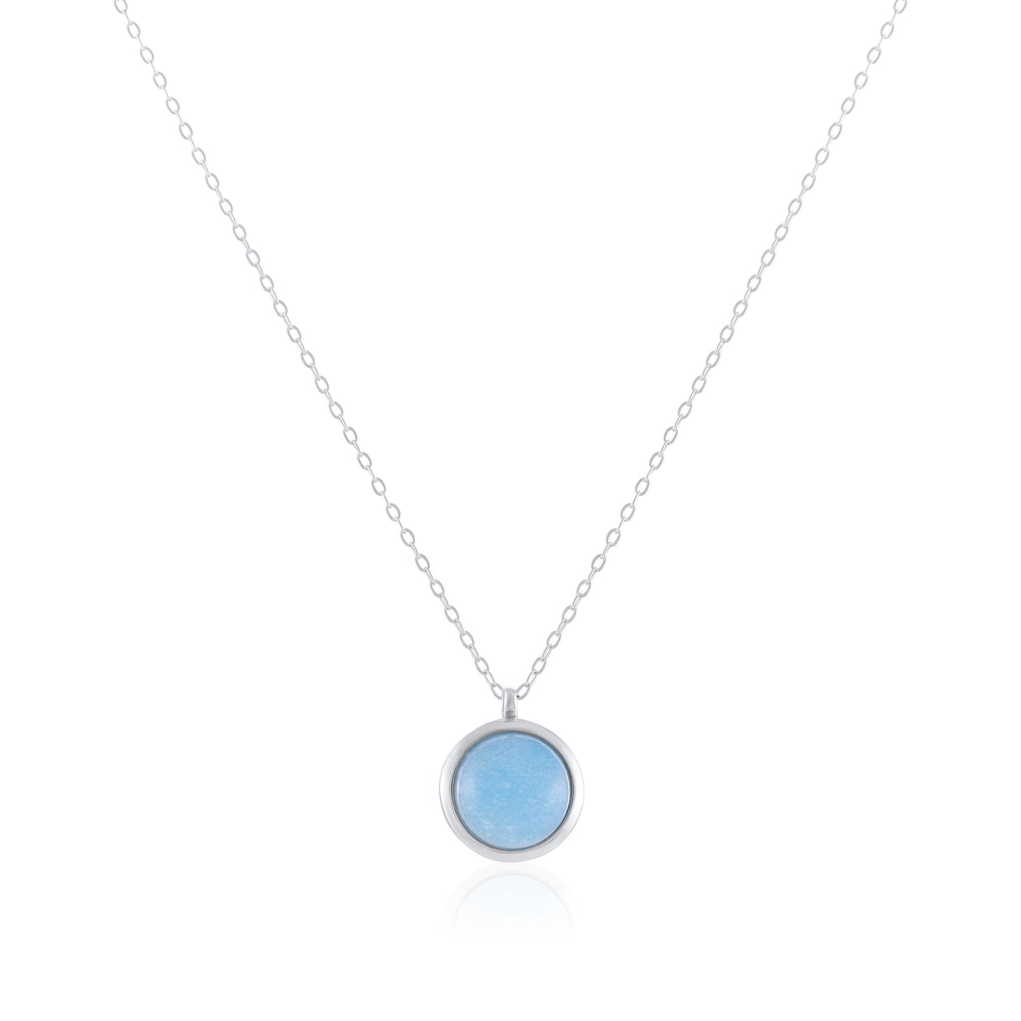 Silver rhodium plated necklace with blue quartz stone