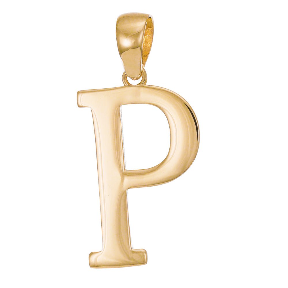 14ct Solid Gold Initial Pendant Letter P - 32mm