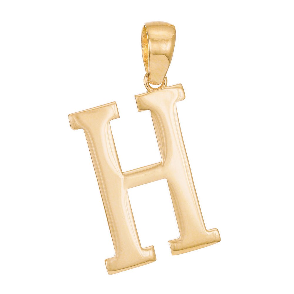 14ct Solid Gold Initial Pendant Letter H - 32mm