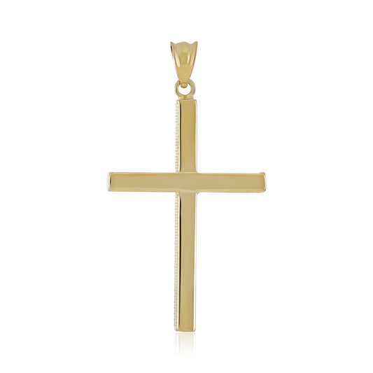 9ct Gold Textured Edge Cross Pendant